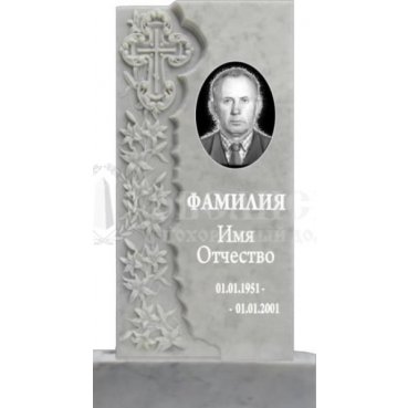 Фрезерованный памятник из мрамора с крестом и лилиями №89