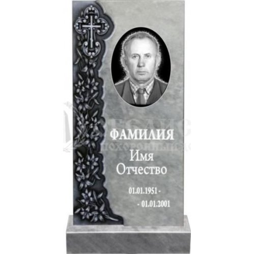 Фрезерованный памятник с крестом и лилиями из мрамора №92