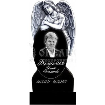 Фрезерованный памятник с ангелом и крестом из гранита №12