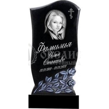 Фрезерованный памятник с розами и крестом из гранита №63